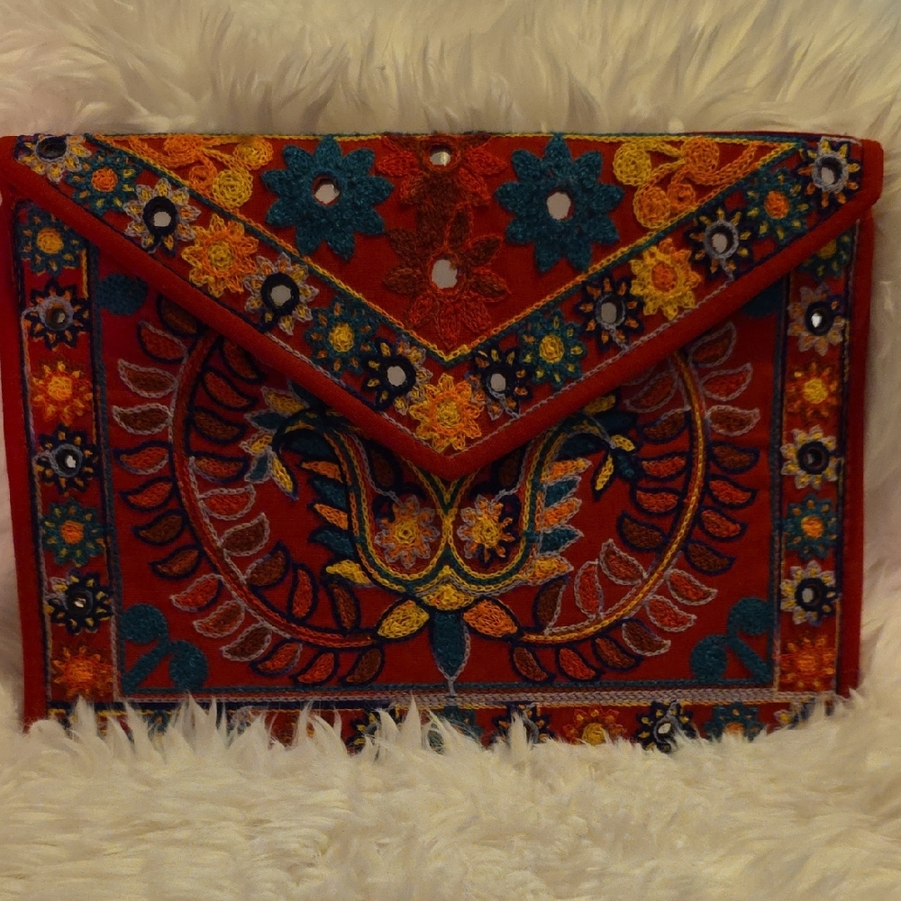 Colorful Embroidered Clutch